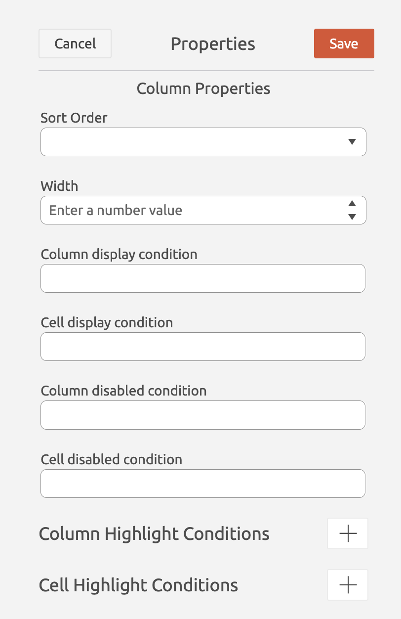 Column Properties
