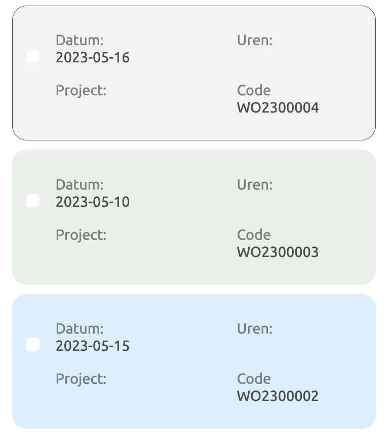 Example output BML for listview control