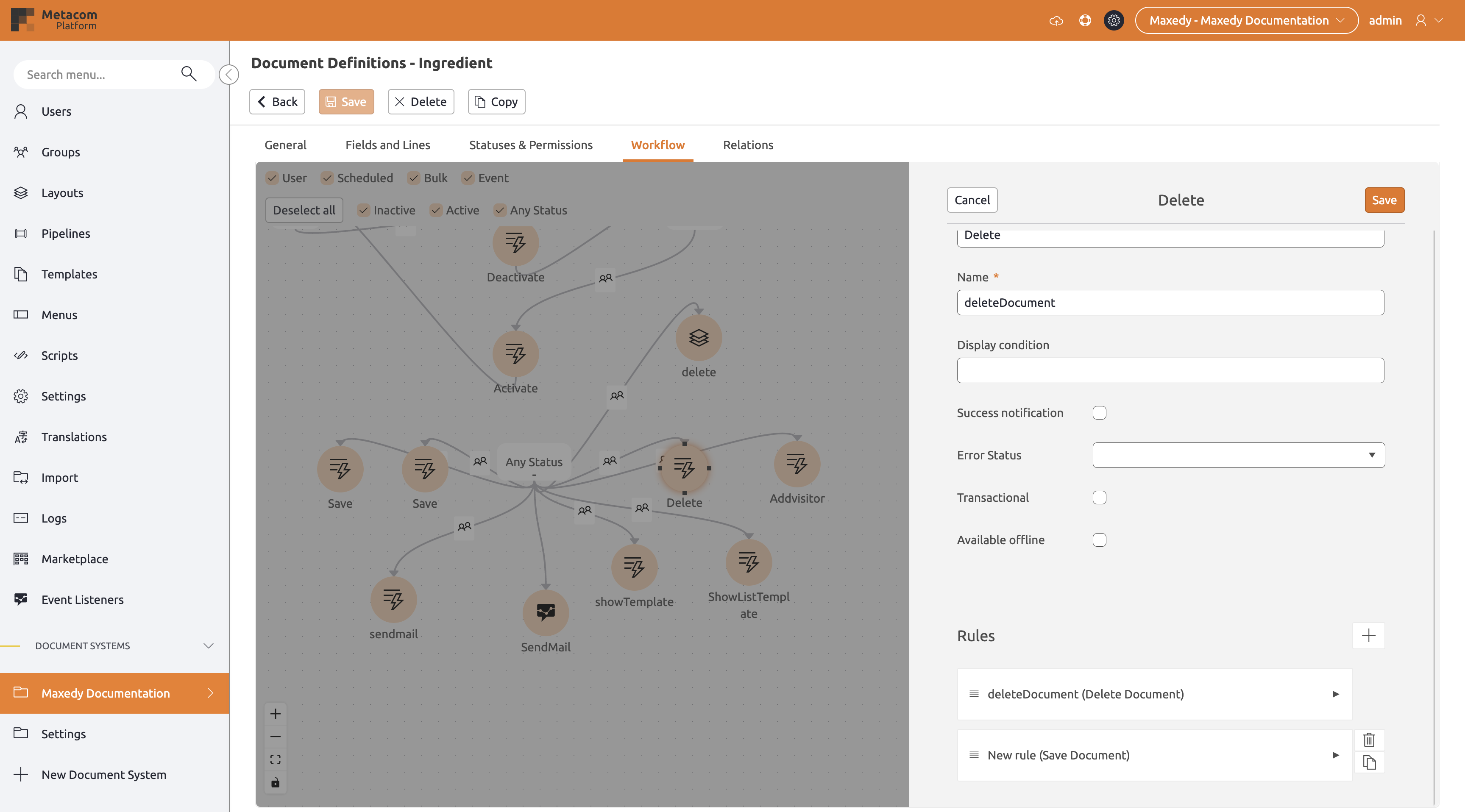 Configure action rule