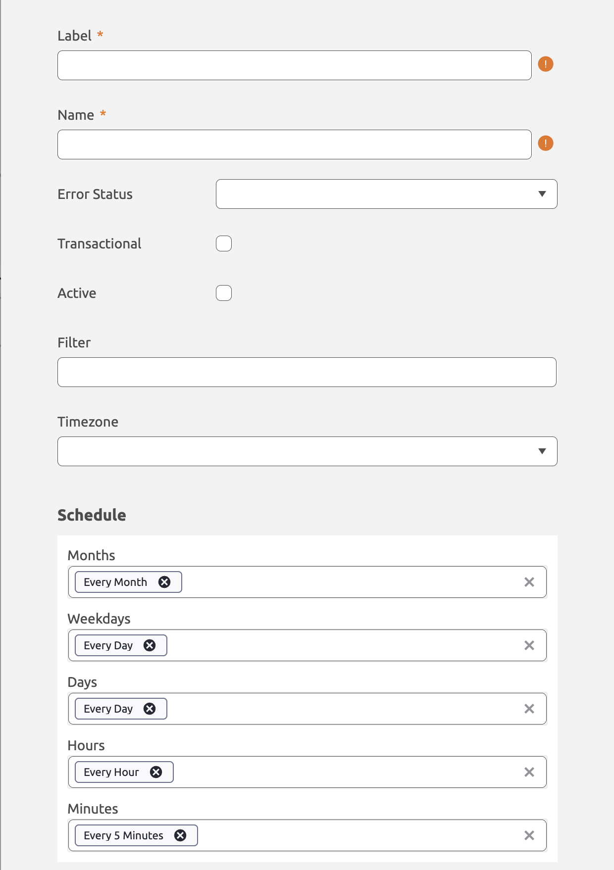 Scheduled Action Properties