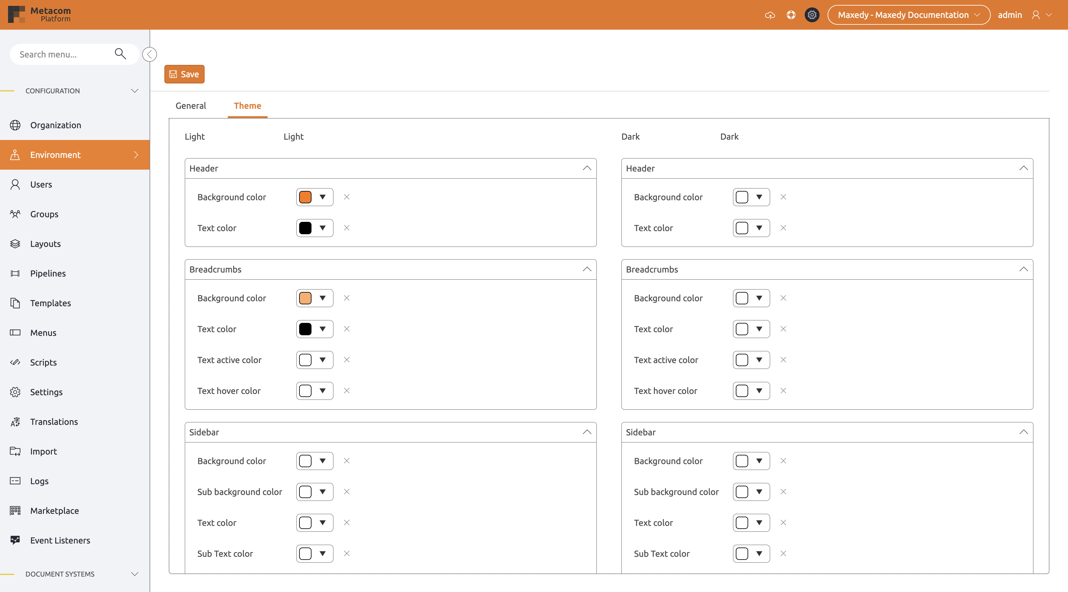 Environment Configuration Theme
